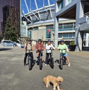 Happy Customers posing at E-Bike Vancouver