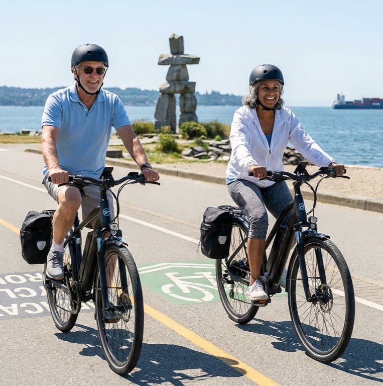 E-Bike Vancouver Seawall English Bay Inukshuk